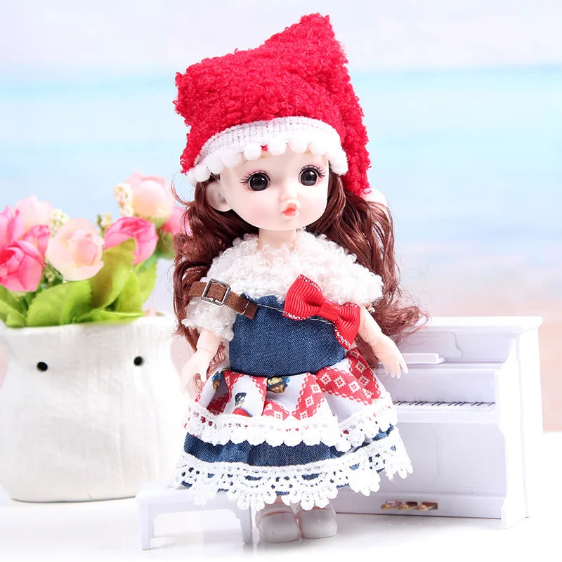 17cm Mini Bjd Doll for Girls 3 to 12 Year Old Wedding Dolls 1/12 With Hair and Clothes Full Set Christmas Gifts Toys for Kids