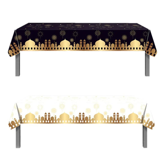 2022 Eid Mubarak Disposable Tablecloth Table Runner Banner Balloons Islamic Muslim Party Decor Ramadan Kareem Eid Al Adha Gift