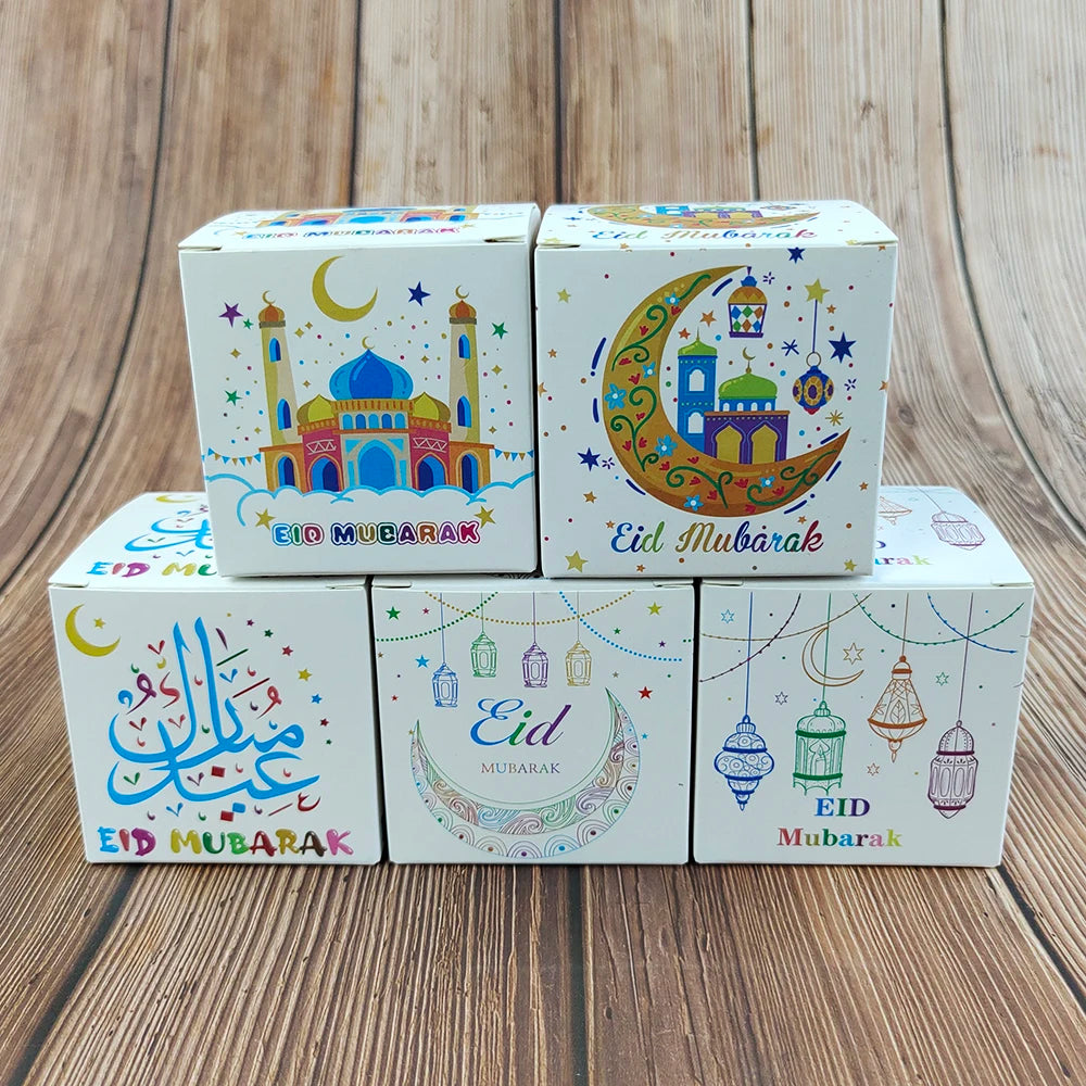 5Pcs Eid Mubarak Gift Box Ramadan Candy Cookie Boxes for Kids Ramadan Packaging Eid Gift Packing Box Ramadan Decoration 2024