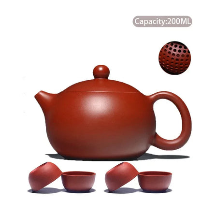 High-End Yixing Purple Clay Teapot Famous Handmade Ball Hole Filter Xishi Tea Pot Raw Ore Dahongpao Kettle Zisha Tea Set Gifts