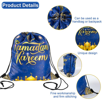 Non-Woven Bag Ramadan Gifts Drawstring School Backpack Cartoon Wild Forest Eid Mubarak Ramadan Kareem Party 2024 Packing Bags