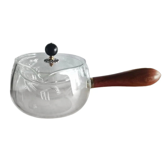 500ml Rotating Tea Maker Glass Teapot Side to Boil Blooming Tea Maker for Home Office Heat Resistant Clear Teapot Lid Kettle
