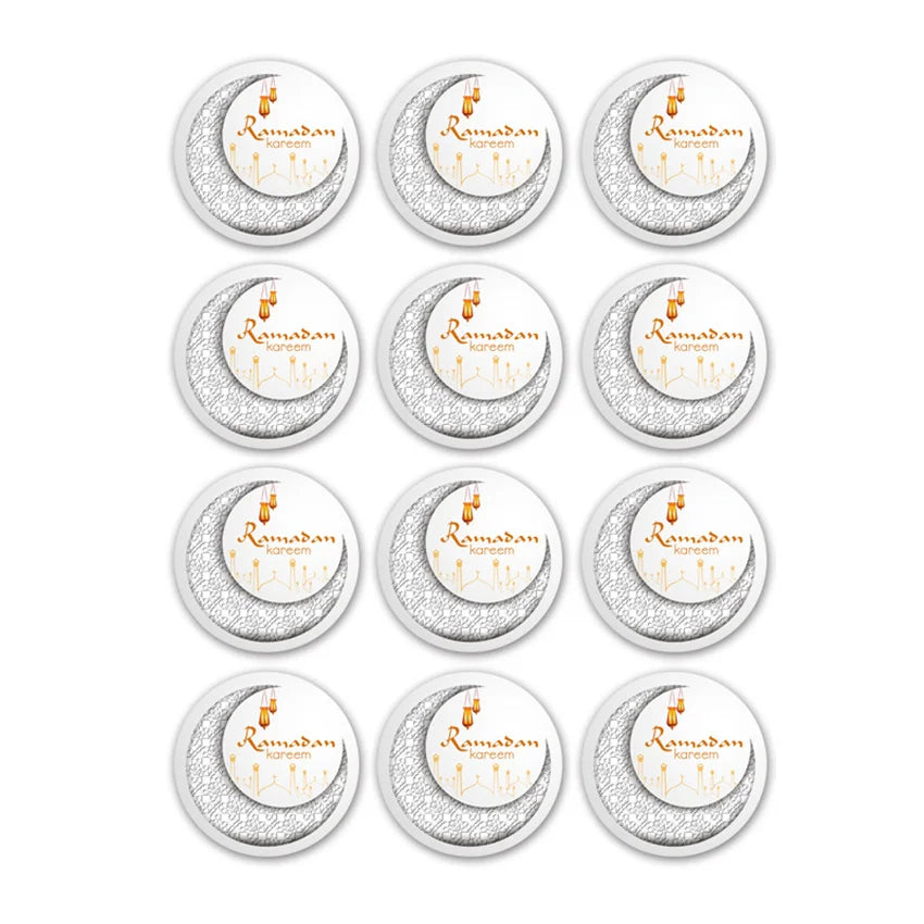 60Pcs Ramadan Kareem Eid Al-Fitr Decorative Stickers Blessed Eid Mubarak Muslim Religion Festival Decor Food Gift Bag Sealing