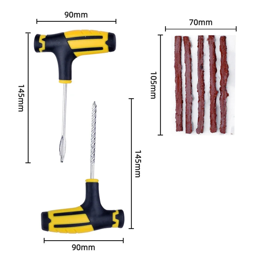 Car Tire Repair Tools Kit With Rubber Strips Tubeless Tyre Puncture Studding Plug Set for Truck Motorcycle Car Accessories