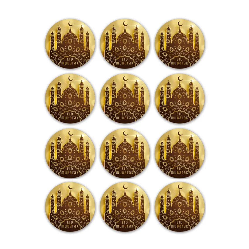 60Pcs Ramadan Kareem Eid Al-Fitr Decorative Stickers Blessed Eid Mubarak Muslim Religion Festival Decor Food Gift Bag Sealing