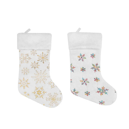 22x48cm New Beads Gilded Snowflake Plush Christmas Socks Gift Bag Christmas dDecorations Christmas Pendant 2023 Christmas Decor