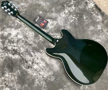 Upgrade Electro Green Guitar Flame Maple Jazz Hollow Body F Hole335 Style Electric Guitar Electricas Electro Electrique Guitare