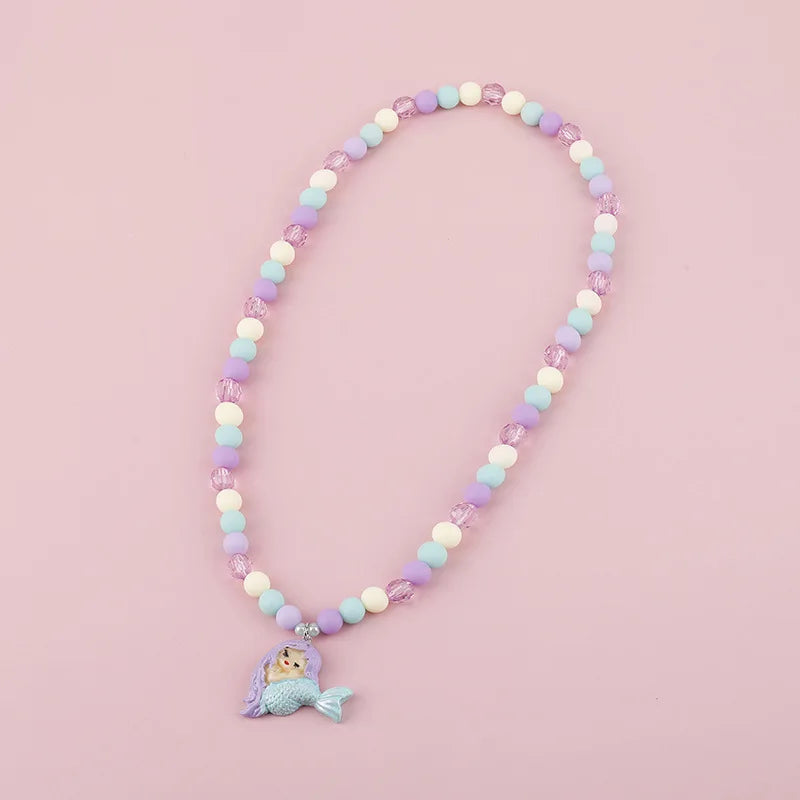Makersland Kids Necklaces for Girls Ice Cream Pendant Beaded Resin Necklace Candy Color Cartoon Cute Jewelry Christmas Presents