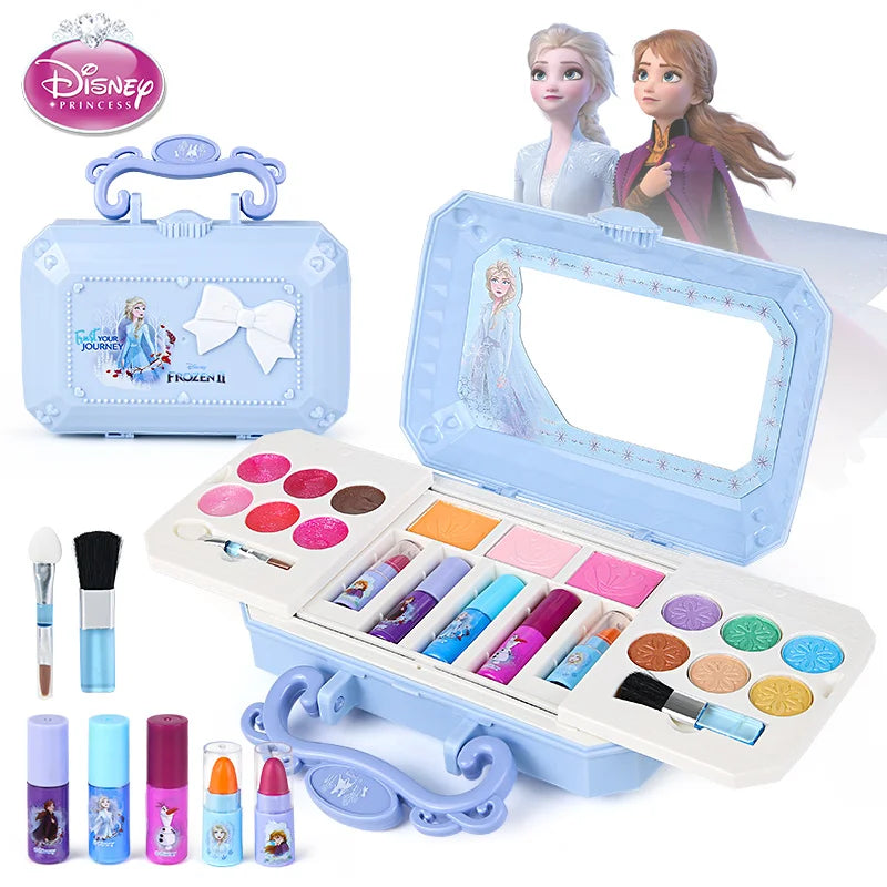 Disney New Girls Frozen 2 Princess Elsa Anna Cosmetics Beauty  Set Toy With Box Kids Princess Fashion Toys Play House Gift