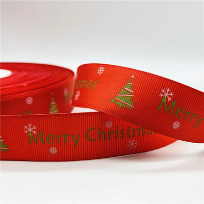 5yards/Lot 25mm Christmas Decor Grosgrain Ribbon Printed Christmas Ribbon for Handmade Design Christmas Decoration Sewing Fabric