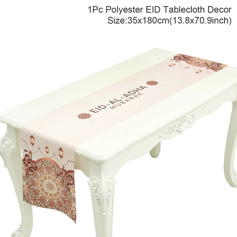 EID Mubarak Table Runner Ramadan Decorations 2024 for Home Tablecloth Ramadan Kareem Eid Al Adha Islamic Muslim Party Decoration