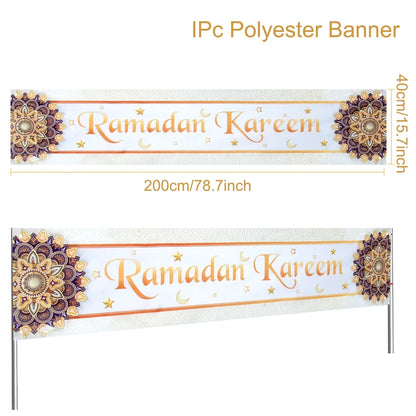 Eid Mubarak Outdoor Banner Flag Ramadan Decoration for Home 2024 Islamic Muslim Party Decor Gifts Ramadan Kareem Eid Al-Adha