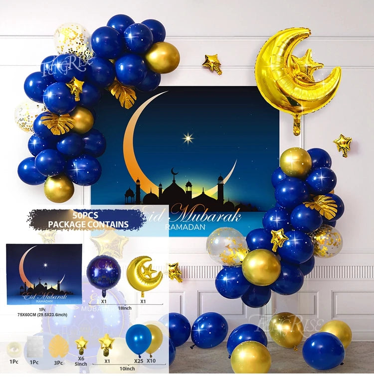 Eid Mubarak Balloon Background Ramadan Kareem Decoration Ballons Ramadan Mubarak Muslim Islamic Festival Party Supplies 2024