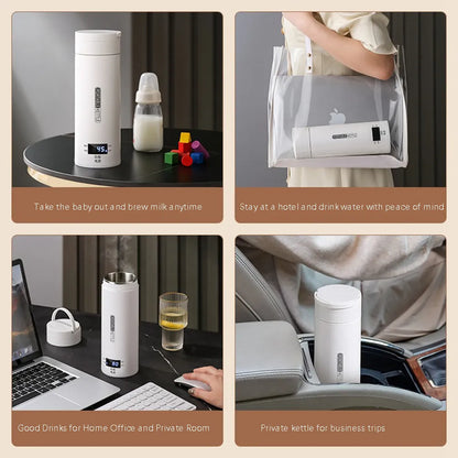 Portable Electric Kettles Tea Coffee Kettle Mini Travel Boil Water Stewable Keep Warm Appliances Thermo Anti-Scald Bottle