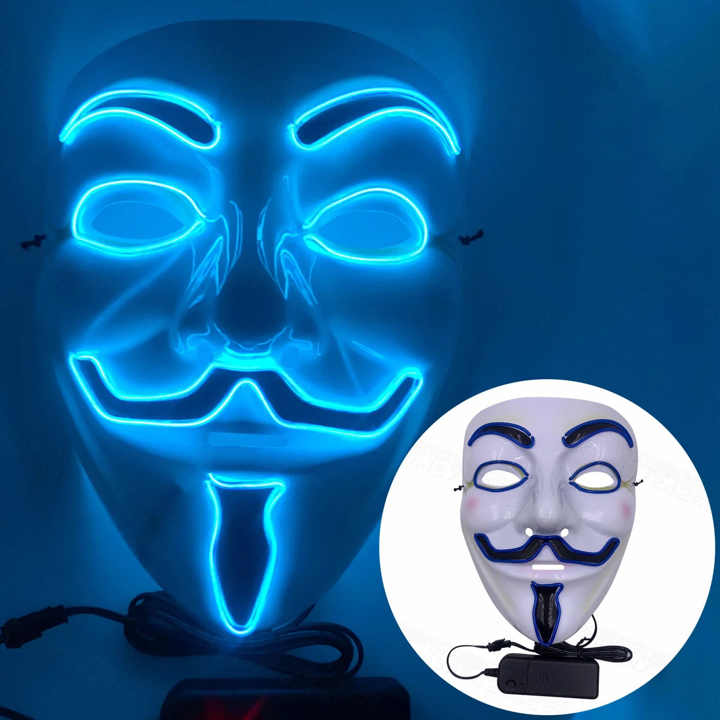 Halloween Mask Mixed Color Led Mask Party Masque Masquerade Masks Neon Maske Light Glow in the Dark Horror Mask Glowing Masker