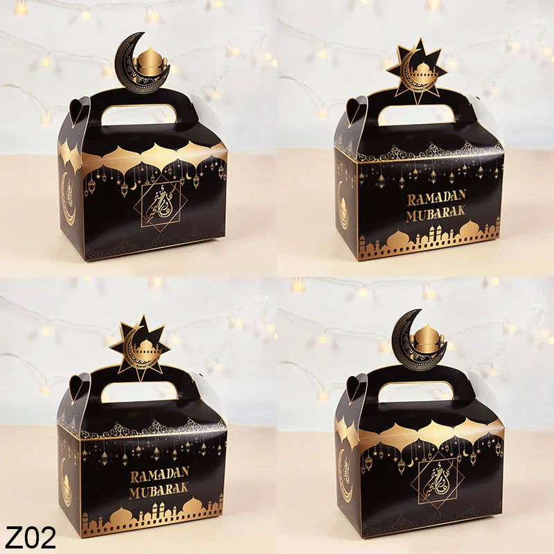 8pcs/Set Eid Mubarak Cake Favor Boxes Ramadan Candy Chocolates Gift Box Muslim Party Ramadan Kareem Eid Al Adha Party Favor Box