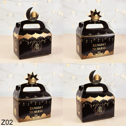 8pcs/Set Eid Mubarak Cake Favor Boxes Ramadan Candy Chocolates Gift Box Muslim Party Ramadan Kareem Eid Al Adha Party Favor Box