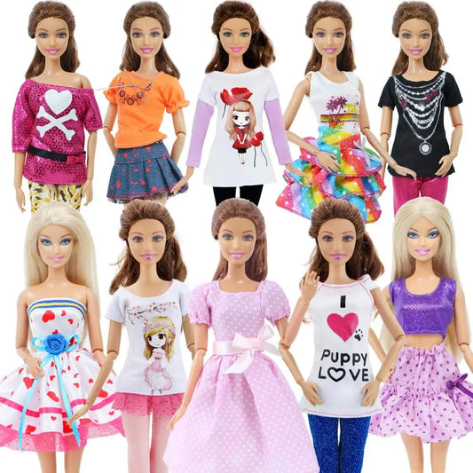 5 Set 3 Set Handmade Fashion Outfit Daily Casual Wear Blouse Shirt Vest Bottom Pants Skirt Clothes for Barbie Doll Accessories