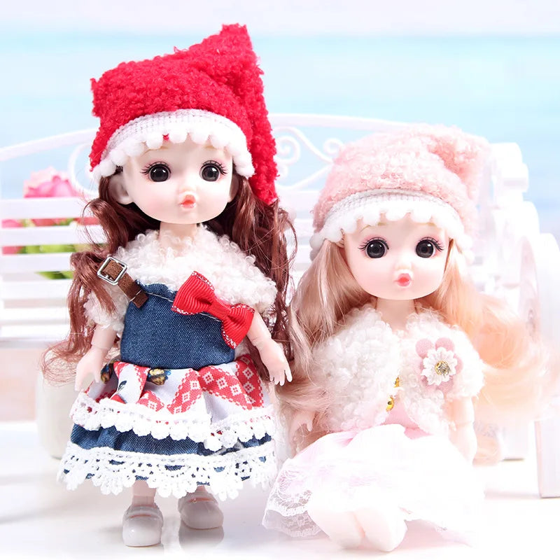 17cm Mini Bjd Doll for Girls 3 to 12 Year Old Wedding Dolls 1/12 With Hair and Clothes Full Set Christmas Gifts Toys for Kids