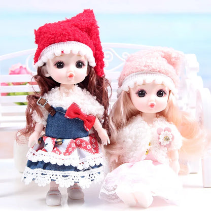 17cm Mini Bjd Doll for Girls 3 to 12 Year Old Wedding Dolls 1/12 With Hair and Clothes Full Set Christmas Gifts Toys for Kids