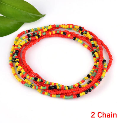2022 Bohemia Double Layer Beads Belt Body Chain Women Summer Sexy Bikini Beach Waist Chain Charms Vintage Dress Waistband Belts