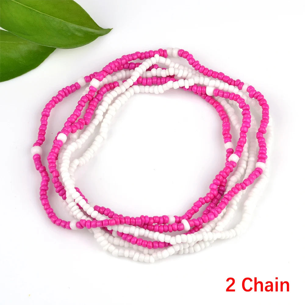 2022 Bohemia Double Layer Beads Belt Body Chain Women Summer Sexy Bikini Beach Waist Chain Charms Vintage Dress Waistband Belts