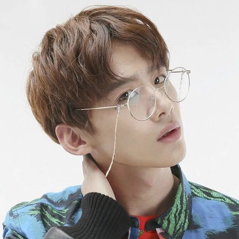 2019 New Fashion Simple Unisex Round Plain Glasses for Men Women Metal Frame Glasses for Wedding Party