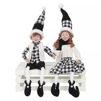 Elf Couple Navidad New Year Xmas Gifts for Kids Plush Dolls Toys Christmas Tree Pendant Drop Ornaments Hanging Decoration