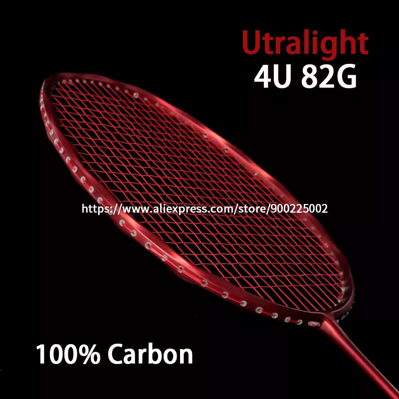 Professional Super Light Full Carbon Fiber Badminton Racket Strung Max 30LBS 4U Rackets With String Bag Racquet Sports Padel