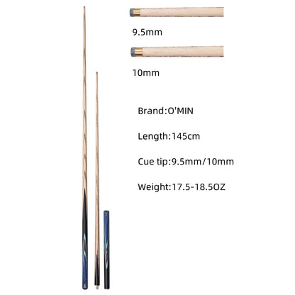 OMIN 57" Professional Gunman White Ash Snooker Billiard Pool Cue Stick 9.5mm/10mm Set