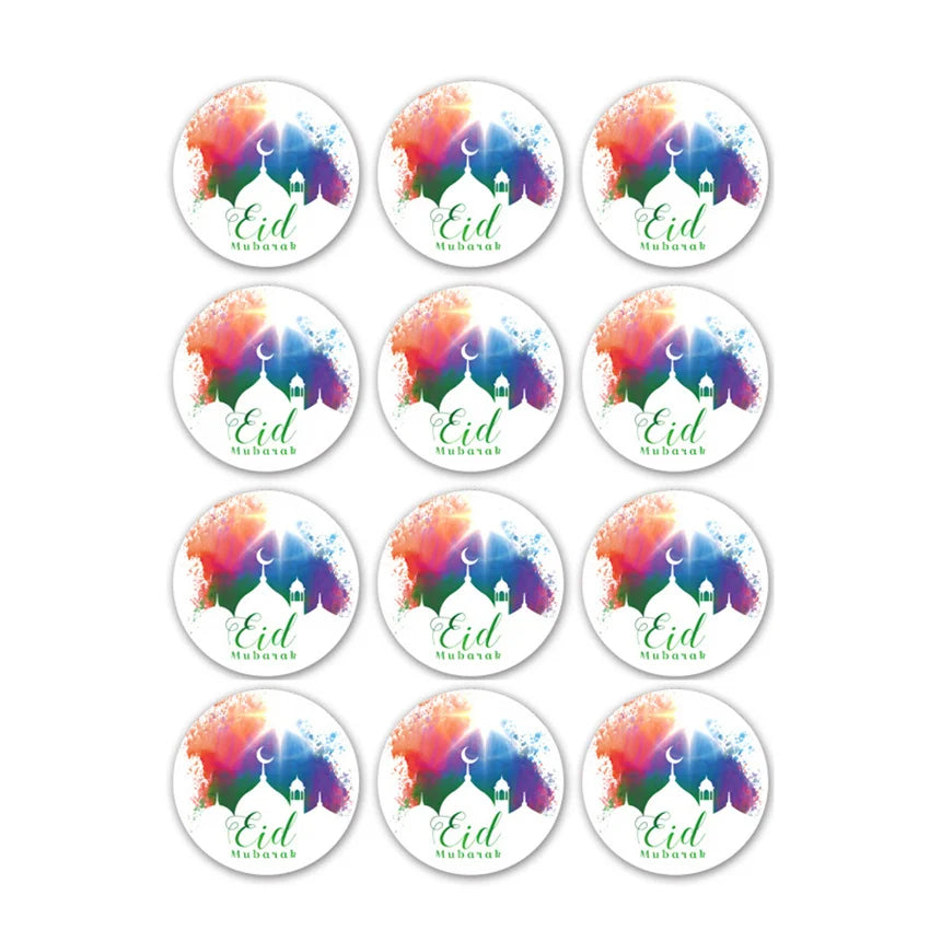 60Pcs Ramadan Kareem Eid Al-Fitr Decorative Stickers Blessed Eid Mubarak Muslim Religion Festival Decor Food Gift Bag Sealing