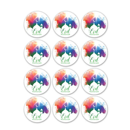 60Pcs Ramadan Kareem Eid Al-Fitr Decorative Stickers Blessed Eid Mubarak Muslim Religion Festival Decor Food Gift Bag Sealing