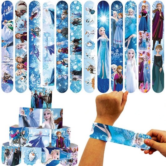 10/30 Pcs Frozen Snap Bracelets Pinata Toy Loot/Party Bag Fillers Anna Elsa Slap Bracelets for Kids Girls Birthday Party Favors