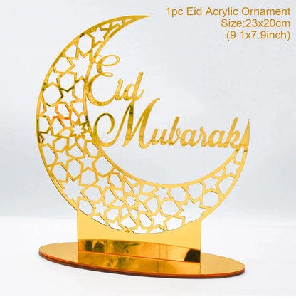 Ramadan Tray Table Centerpieces Plate Acrylic Ramadans Eid Mubarak Decorations for Home 2024 Islam Muslim Festival Party Gifts