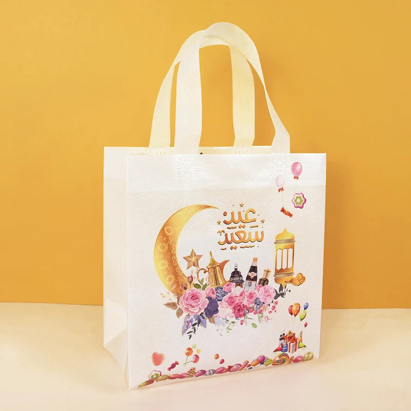 1/4Pcs Ramadan Kareem Gift Bags Nonwoven Candy Cookie Snack Packaging Bag Box Eid Mubarak Muslim Islamic Festival Party Supplies