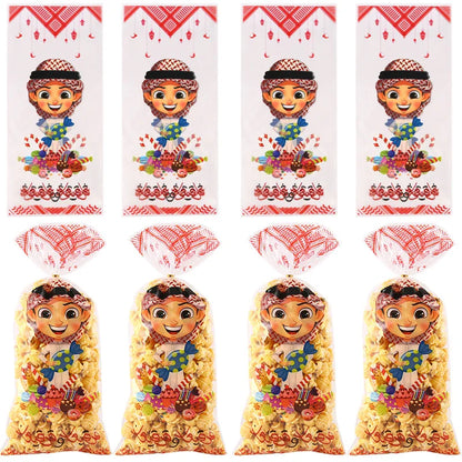 25/50pcs Eid Mubarak Gift Bags Plastic Candy Cookie Bag Ramadan Kareem Decoration 2024 Islamic Muslim Party Supplies Eid Gifts