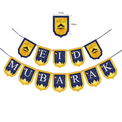 2022 Eid Mubarak Disposable Tablecloth Table Runner Banner Balloons Islamic Muslim Party Decor Ramadan Kareem Eid Al Adha Gift