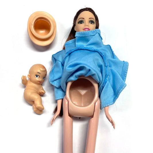 Baby Toy Pregnancy Doll Set Pregnant Doll Suit Doll Have a Baby in Her Tummy for Barbie Doll Child Toy Educational Toy