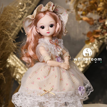 New 30cm BJD Doll Toy for Girls Children Retro Classic Wedding Dress Lolita Noble Rabbit Girl Holiday Birthday Gift Long Hair