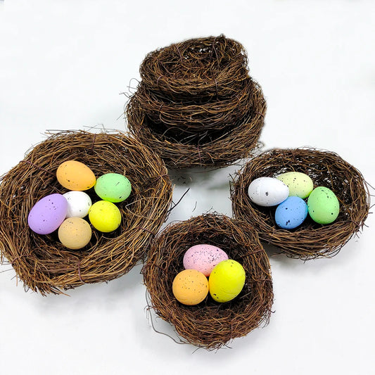 10-15Cm Easter Artificial Bird Nest Easter Eggs Natural Rattan Nest Eggs Storage Easter Decoration 2024 Kids Diy Craft Supplies