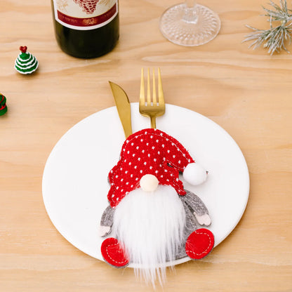 Christmas Cutlery Holders Christmas Knife Fork Tableware Bags Pocket Christmas Decoration 2024 New Year Dinner Table Ornament