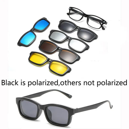 HJYFINO 5 Lenes Magnet Sunglasses Clip Mirrored Clip on Sunglasses Clip on Glasses Men Polarized Clip Custom Prescription Myopia