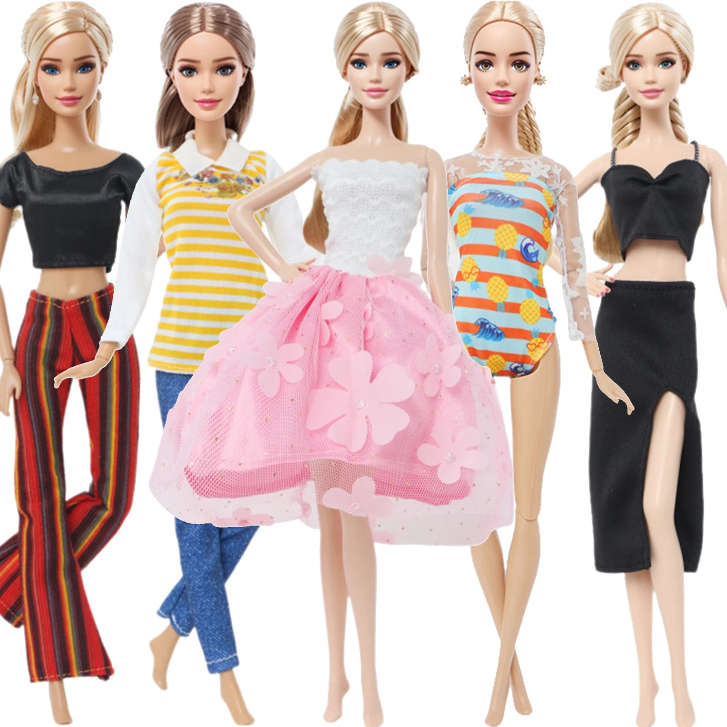 5 Set 3 Set Handmade Fashion Outfit Daily Casual Wear Blouse Shirt Vest Bottom Pants Skirt Clothes for Barbie Doll Accessories