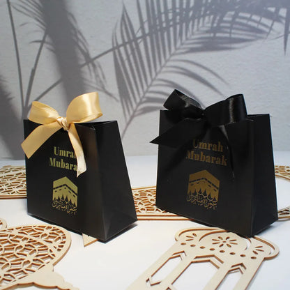 Umrah Ramadan Kareem Gift Boxes Black EID Mubarak Candy Package for Home Decoration Muslim Islamic Festival Party Supplies 2024