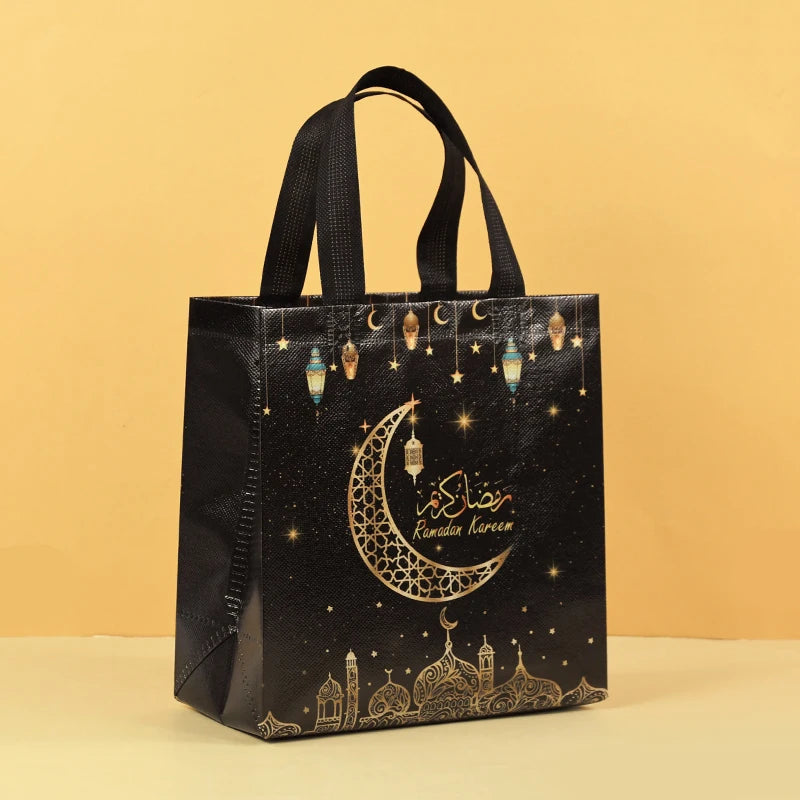 1/4Pcs Ramadan Kareem Gift Bags Nonwoven Candy Cookie Snack Packaging Bag Box Eid Mubarak Muslim Islamic Festival Party Supplies