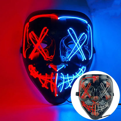 Halloween Mask LED Light Up Full Face Mask,Holiday Cosplay Halloween Costume Masquerade Party Carnival Gift