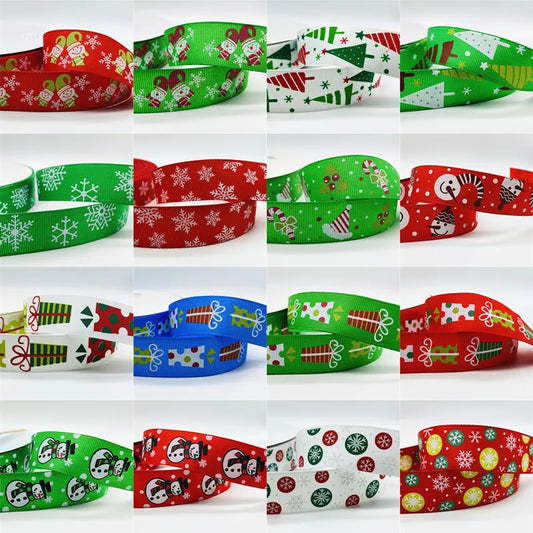 5yards/Lot 25MM Christmas Ribbon Printing Christmas Peripheral Ribbon for Bow Christmas Decoration DIY Gift Wrapping