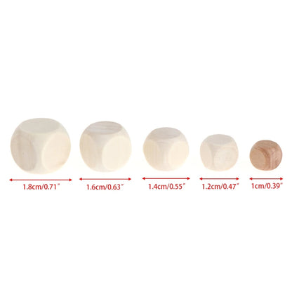 10pcs 6 Sided Blank Wood Dice Party Family DIY Games Printing Engraving Kid Toys