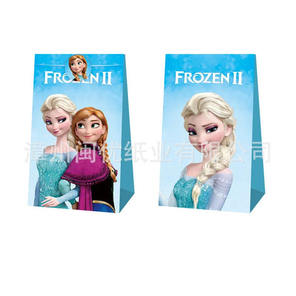 Disney Frozen Elsa Themed Gift Box Kids Party Decoration Baby Shower Paper Candy Bag With Stickers Girls Birthday Party Supplies