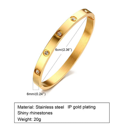 Cubic Zirconia Bangle Bracelet,18K Gold Plated Cuffs, Stainless Steel Jewelry Best Gifts for Valentine's Day Birthdays Gift